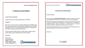 Modelo de certificado de honorabilidad Actualizado agosto 2021